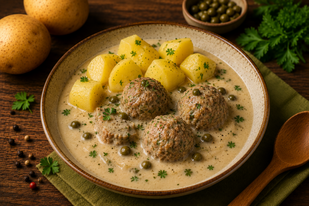 Königsberger Klopse aus Hack mit Kartoffeln