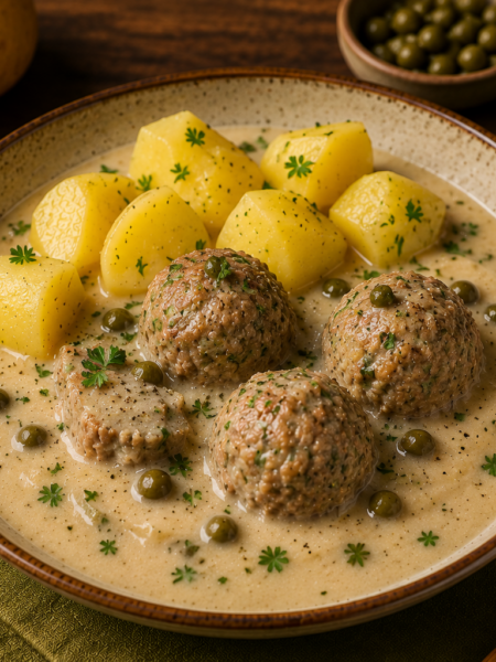 Königsberger Klopse aus Hack mit Kartoffeln