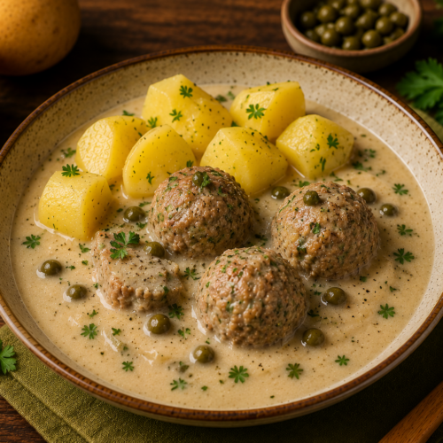 Königsberger Klopse aus Hack mit Kartoffeln